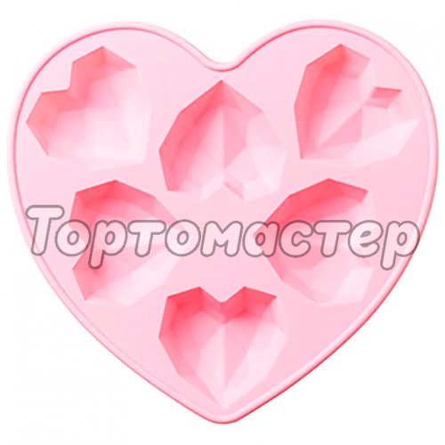 Форма силиконовая Геометрическое сердце 6 шт 