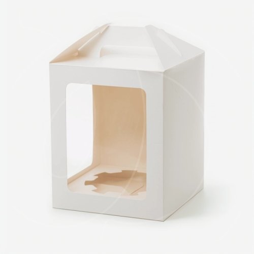 Коробка для кулича с окном и ложементом белая 18х18х20 см OSQ JUMPL L (W) (100)
