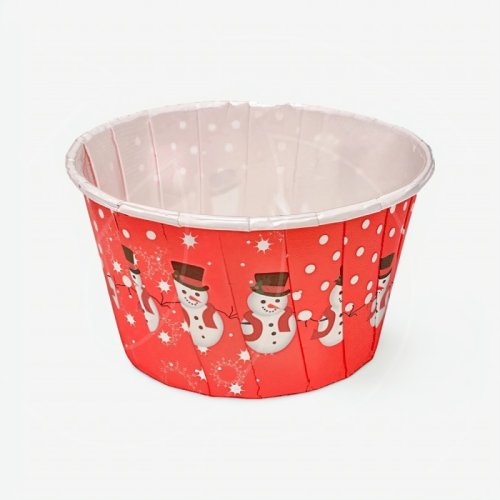 Капсула бумажная с подворотом D50 H40 "Снеговики" 10 шт Б-55 