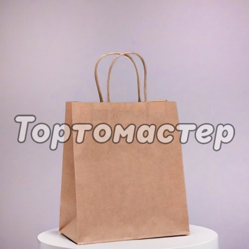 Пакет бумажный с ручками Крафт 24х28х14 см 