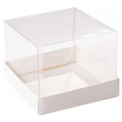 Коробка прозрачная с белым дном 13х13х14 см У00648