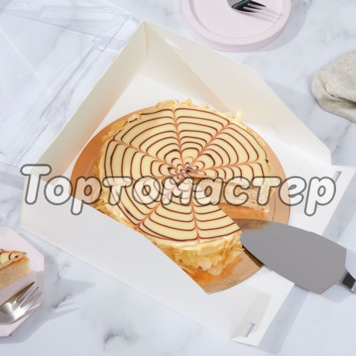Коробка для торта с прозрачной крышкой белая 22,5х22,5х10 см ForG SLIDE W 225*225*100