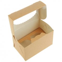 Коробка на 2 капкейка с окошком Крафт/Белая OSQ MUF 2