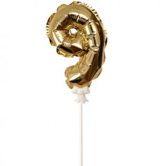 Топпер декоративный Воздушный шарик Цифра "9" Золото 