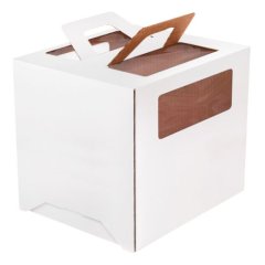 Коробка для торта с окном и ручкой Белая 24х24х24 см НФ-00000057