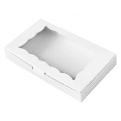 Коробка для печенья/конфет с фигурным окном Белая 12х20х3 см 