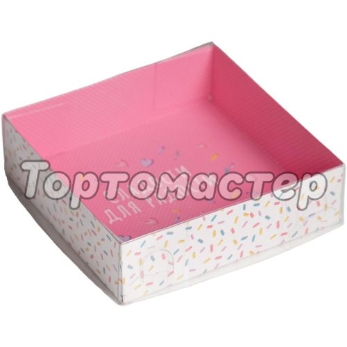 Коробка для сладостей с окошком "Конфетти" 12х12х3 см 5139779