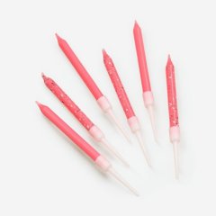 Свечи декоративные "Розовые в крапинку" 9 см 6 шт 10603274