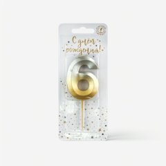 Свеча декоративная Цифра "6" Золото-Серебро 4486, 149 ₽ Свеча декоративная Цифра "6" Золото-Серебро 4486