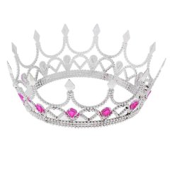 Топпер декоративный "Корона с камнями" Серебро/Фиолетовый 16 см 319559