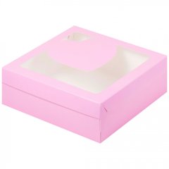 Коробка для печенья/конфет с окном "Сердце" Розовая 20х20х7см 70281