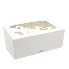 Коробка на 6 капкейков с окном "Бабочки" НКУ-12-со-Бабочки
