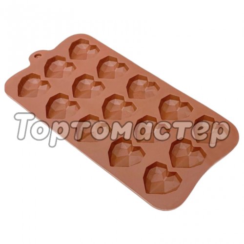 Силиконовая форма для шоколада Алмазные сердца СФ-150, 7067964