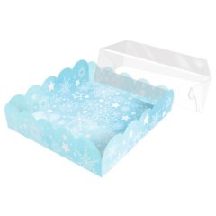 Коробка для сладостей с прозрачной крышкой Снегурочка 12х12х3 см 5 шт КУ-00740    КУ-740
