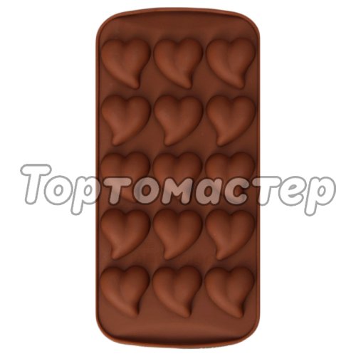 Форма силиконовая для шоколада "Сердце с хвостиком" 15 шт