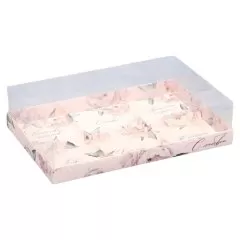 Коробка для сладостей с прозрачной крышкой "Любовные пожелания" 27х17,8х6,5 см 9423149