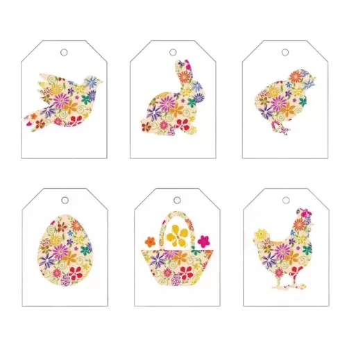 Набор декоративных бирок Цветочная Пасха 5 шт КУ-784