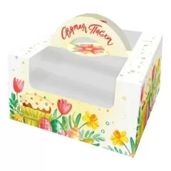 Коробка для кулича с окном "Святая Пасха" 14х14х8 см КУ-772